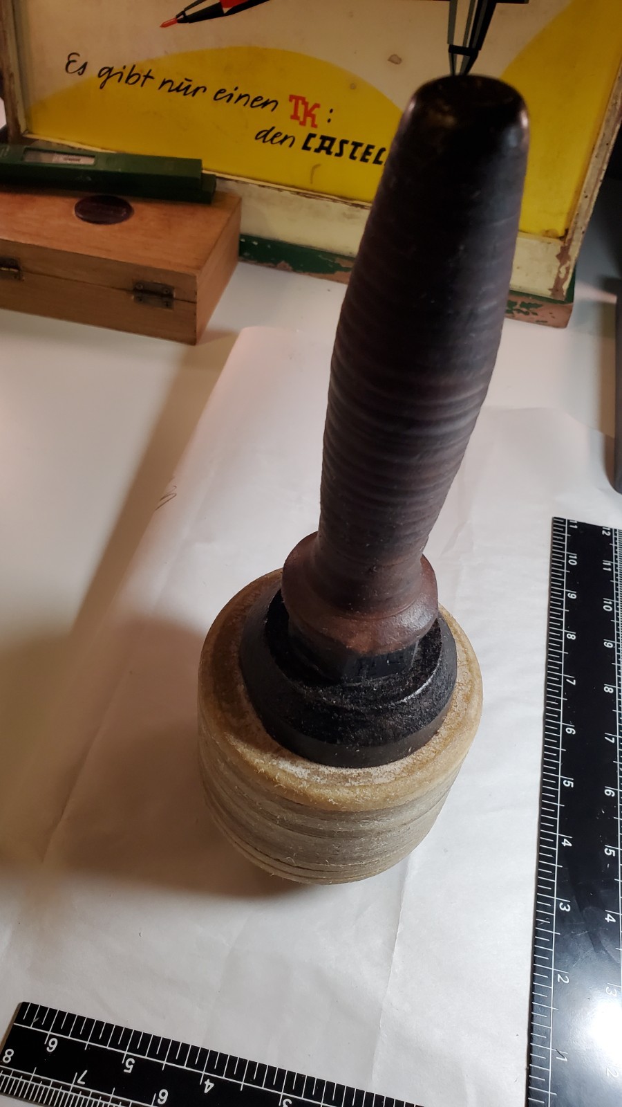 Hammer Maul 5 Lb Vintage Cast Iron Stacked Rawhide & Leather / Monarch Stamp