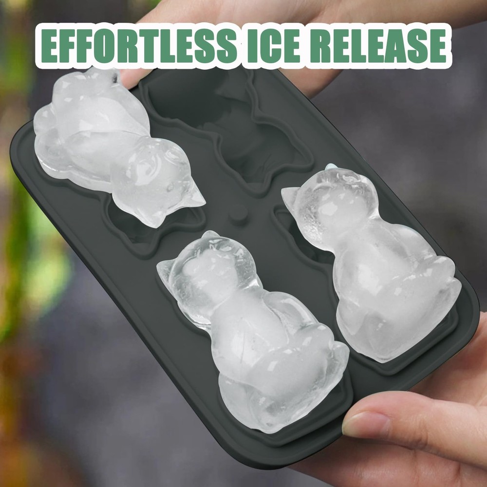 3D Cat Ice Cube Mold, Admaison Tray with Funnel 1,
