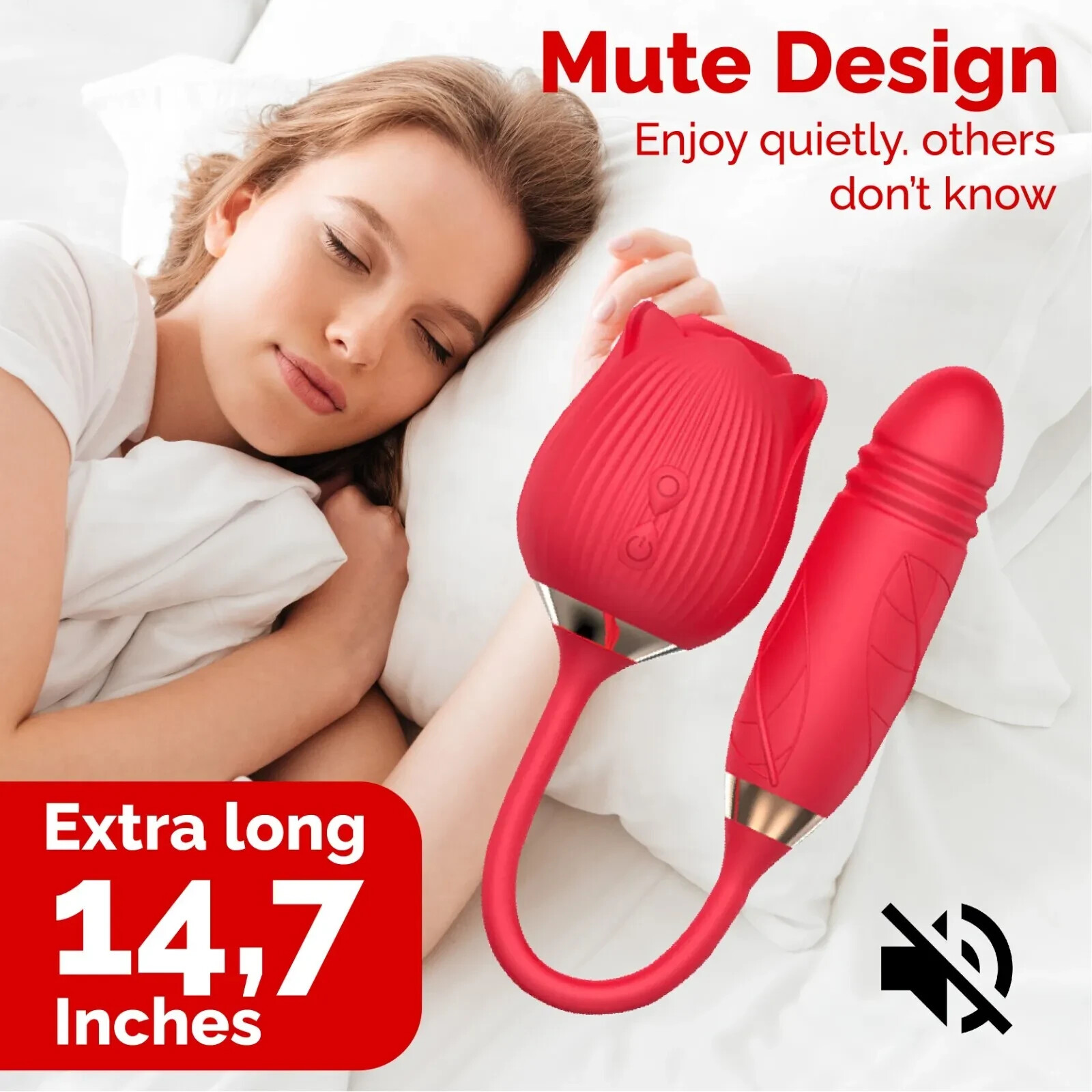 Rose Shape Sucking Vibrator Clitoral G-spot Suction Sex Toy 10 Speed WaterProof