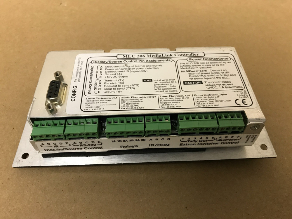 Extron MLC 206 panel with MediaLink Controller RS-232 Config Port