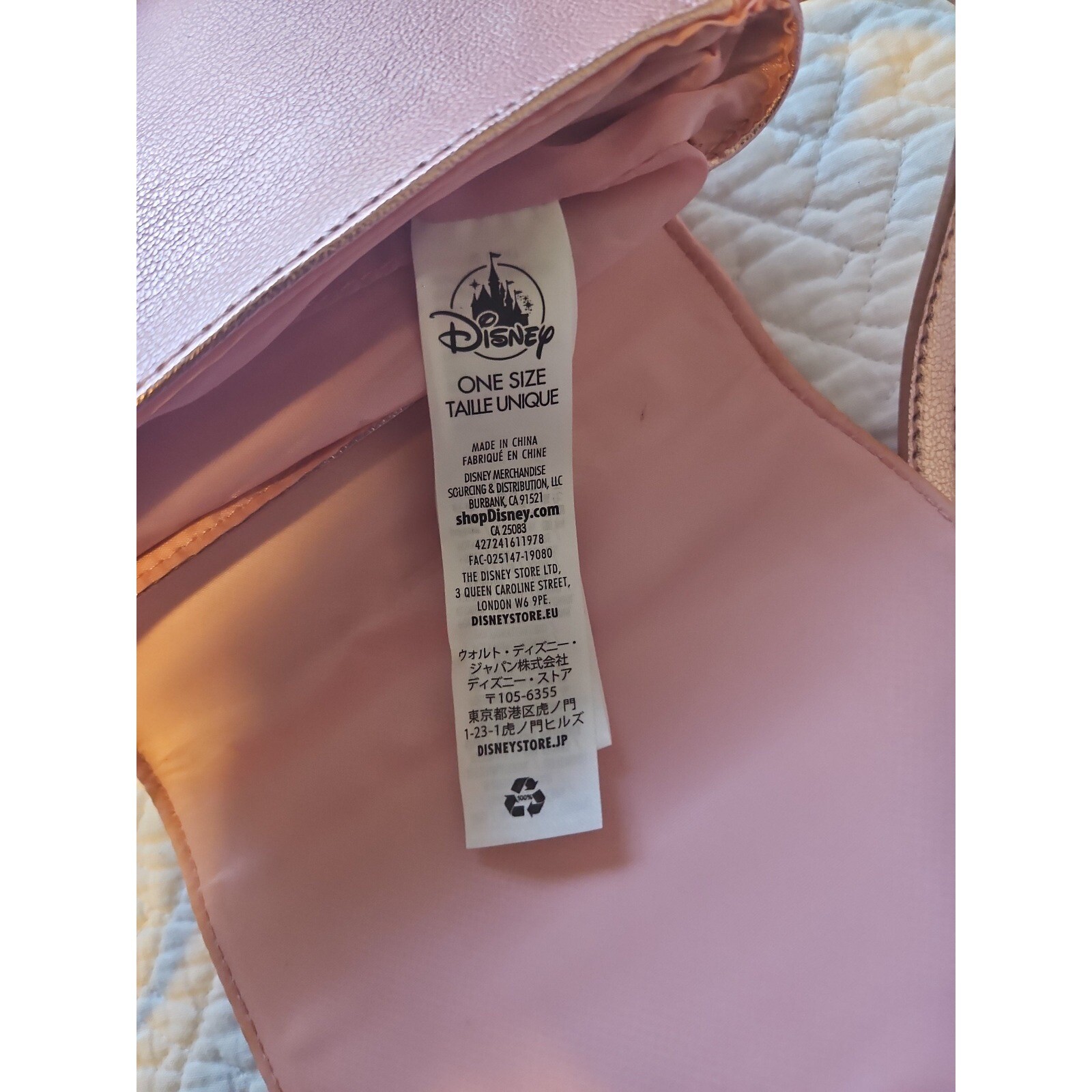 Disney Princess Aurora Crossbody Bag Metallic Pink Floral Girl's Purse