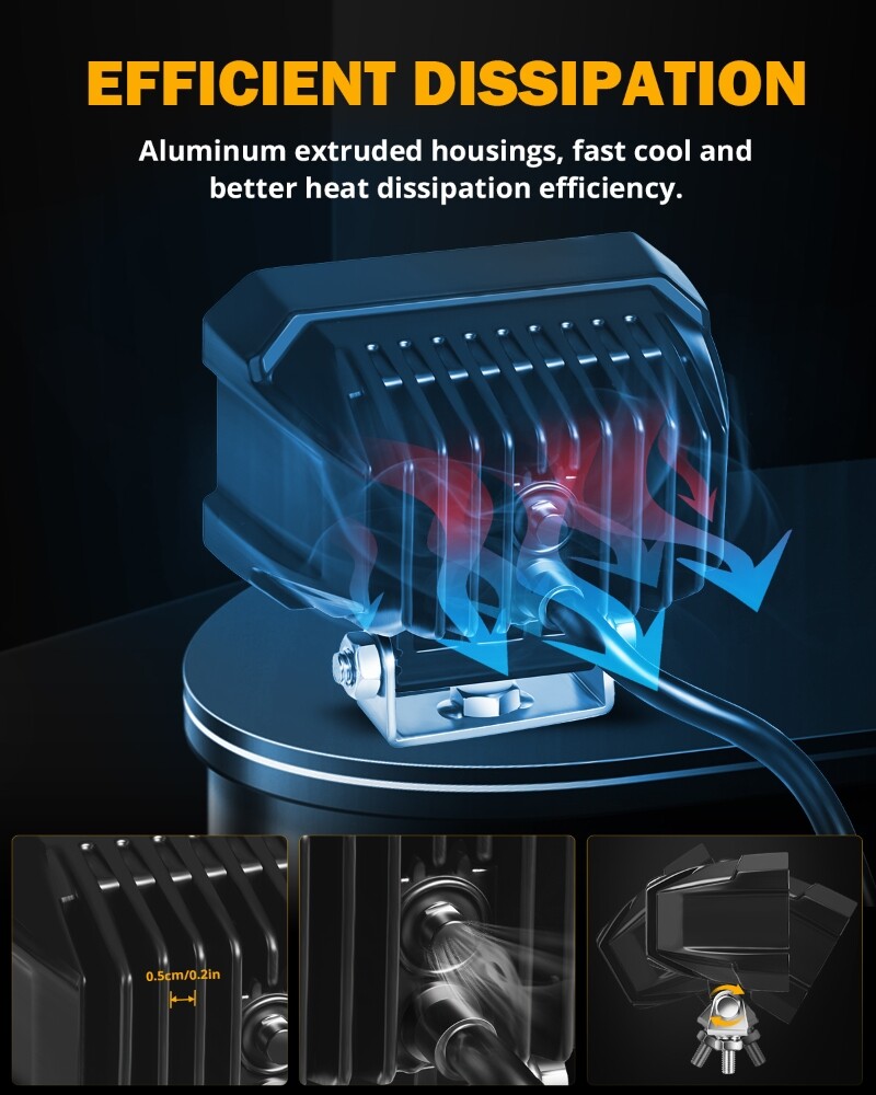 Auxbeam 4.5In LED Driving Light Pods White DRL/Amber Turn Signal Light &Harness