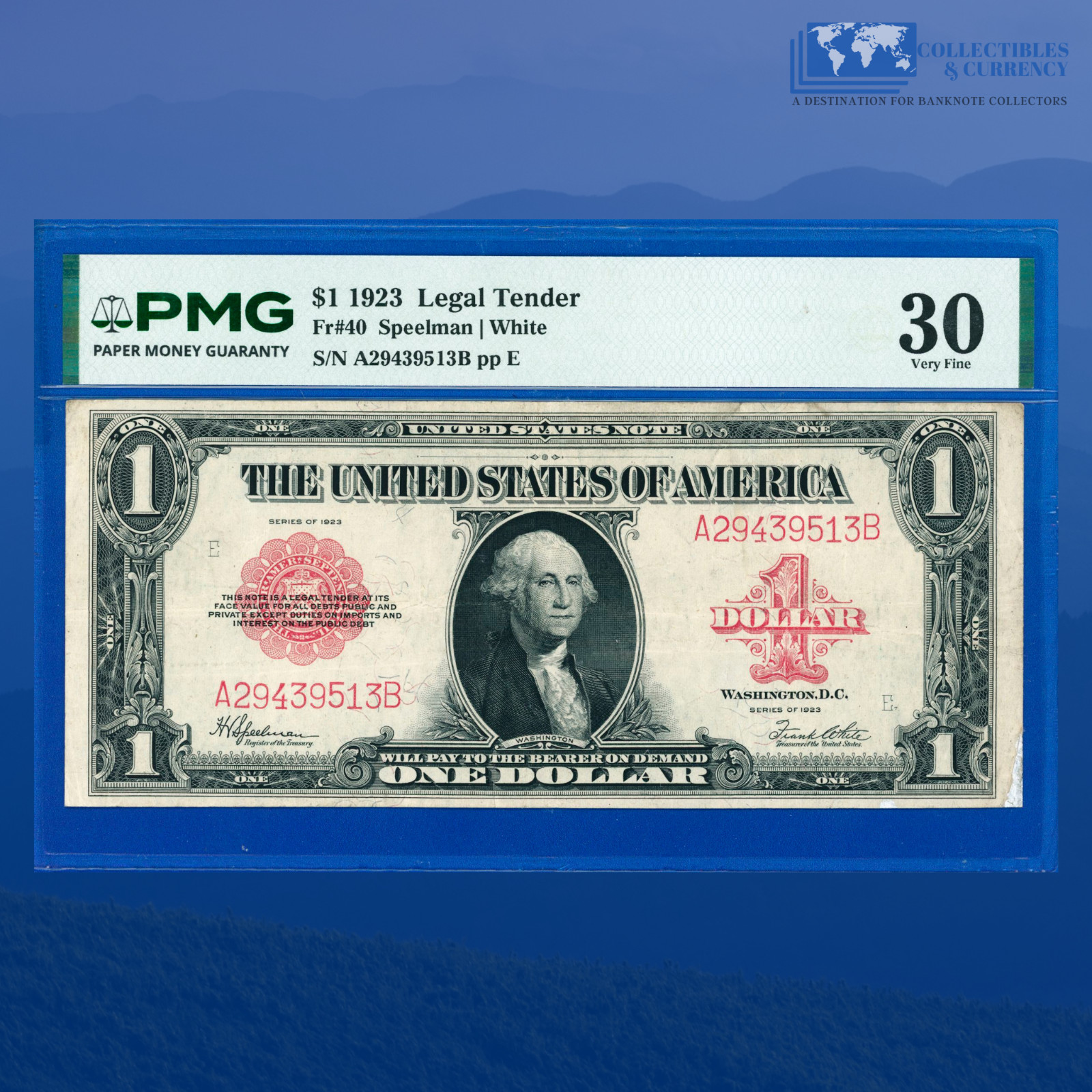 Fr.40 1923 $1 One Dollar Legal Tender Note "HORSEBLANKET", PMG VF 30 #39513
