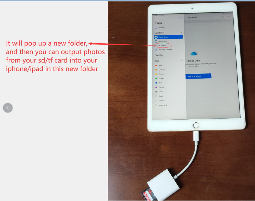 Memory Card Reader TF & SD Card Camera Reader Adapter for iPhone iPad