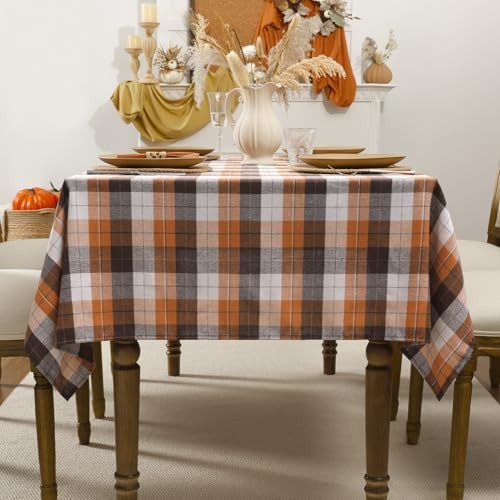 Romanstile Fall Checkered Tablecloth 54" x 80" (Rectangular) Brownplaid