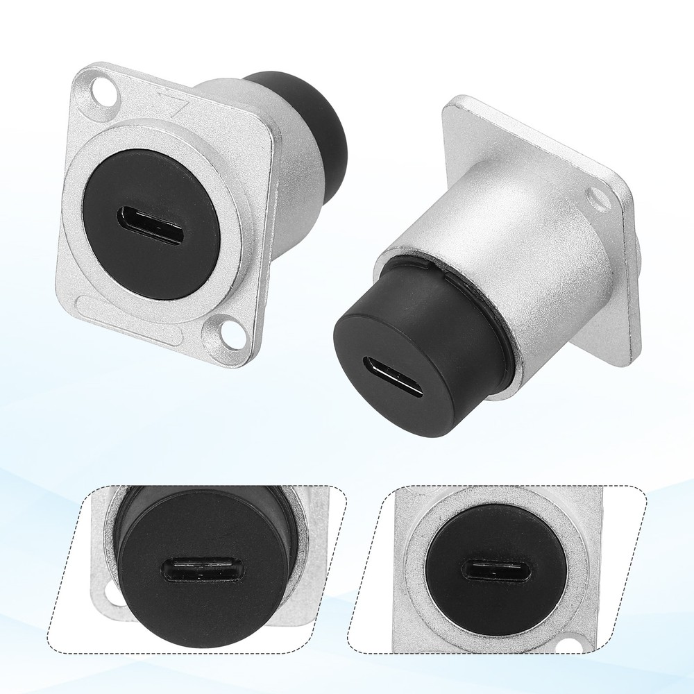 5Pcs Type C Panel Mount Coupler, D-Type USB C Pass Through 10Gbps Silver