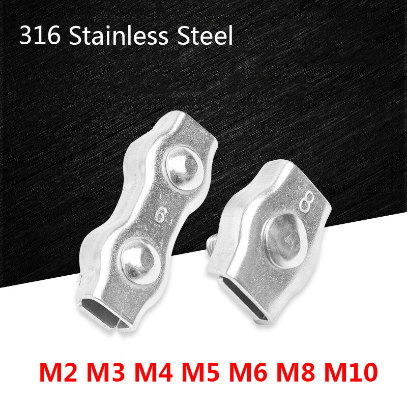 M2-M10 Wire Rope Clamps Cable Caliper Single/Double Clips 316 A4 Stainless Steel