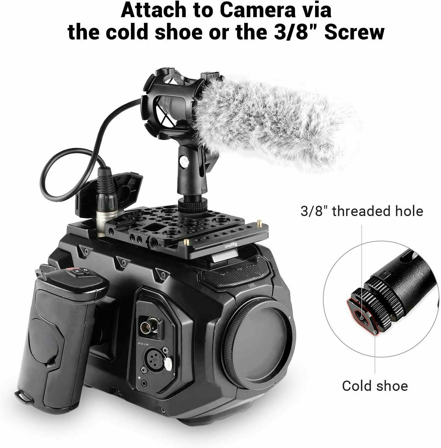 SmallRig Microphone Shock Mount w/Cold Shoe for Camera Top Handle |shoe adapter