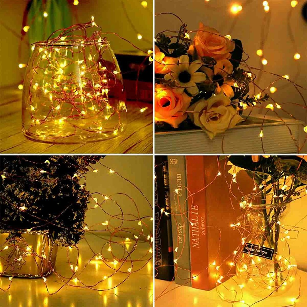 Solar battery powered Solar LED String & Fairy Lights Copper wire light string