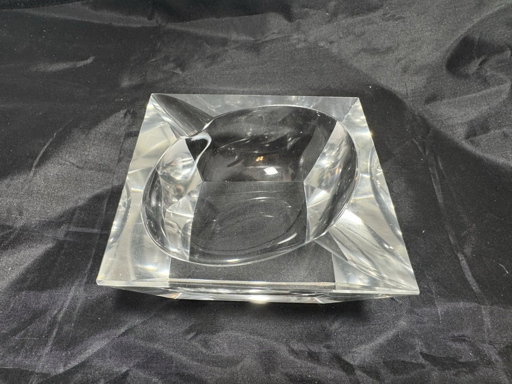 3- SQUARE CLEAR ASHTRAYS MCM 1 LARGE 2 SMALL
