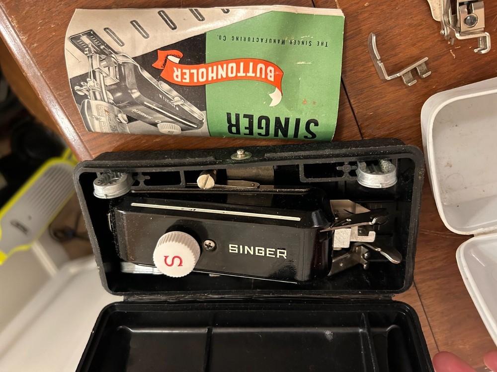 Singer Sewing Machine 1951 with custom table, stool, and accessories