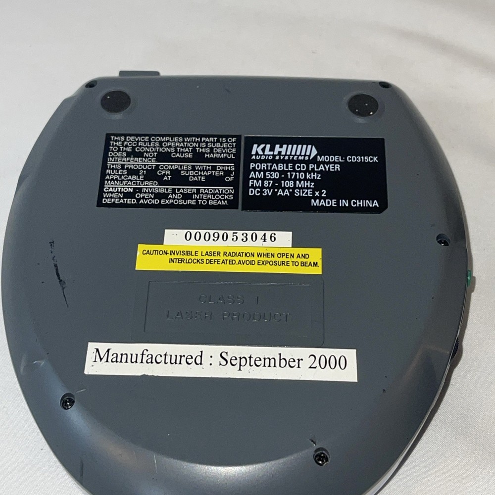 KLH Audio Systems AM-FM/CD Compact Player Working No Power Cable ￼