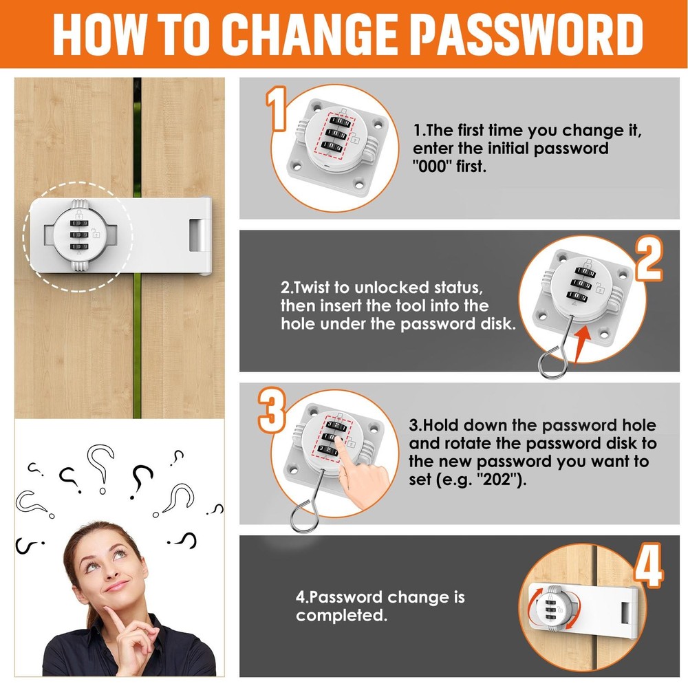 Keyless Cabinet Lock with Combination, Locker Code Lock with 3-Digit Combinat...