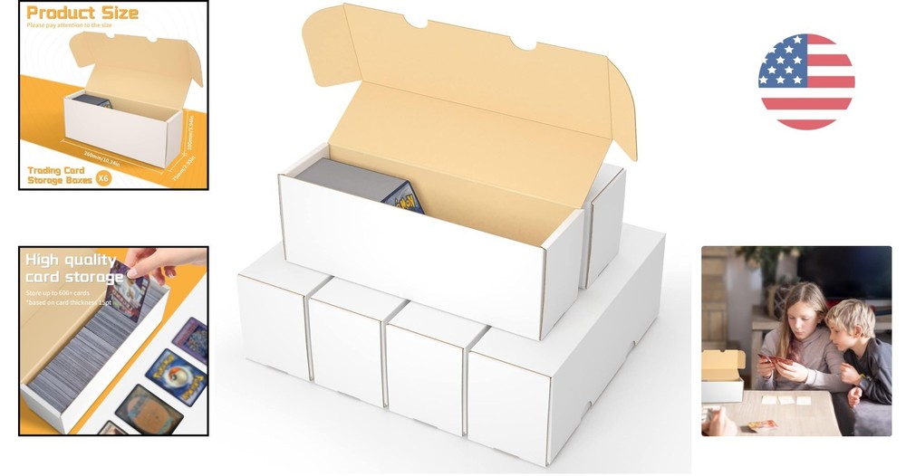 Collectible Card Storage Box Set - 6 Stackable Card Boxes for Easy Access