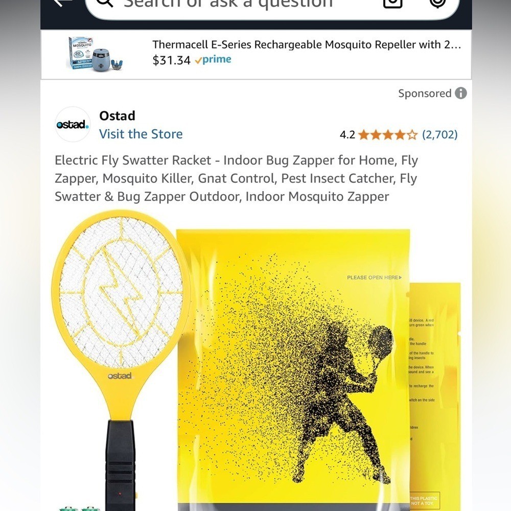 Ostad Electric Fly Swatter Racket - Yellow