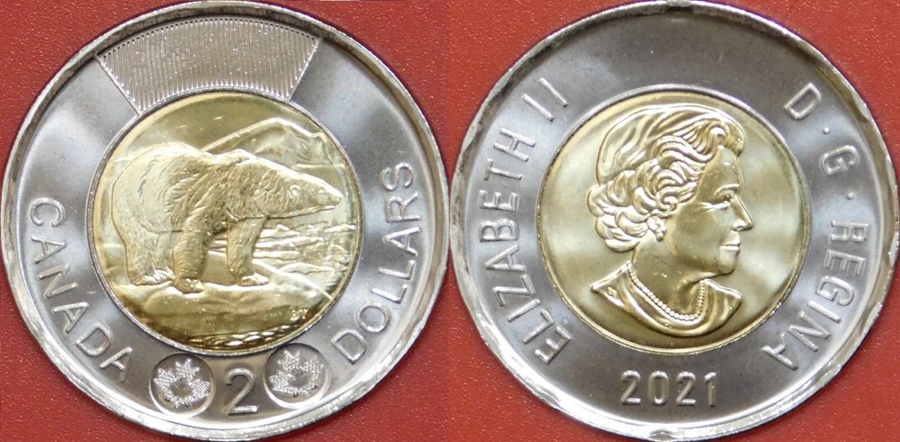 Brilliant Uncirculated 2021 Canada 2 Dollars From Mint's Roll