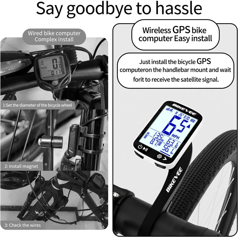 Bike Speedometer GPS Wireless Cycling Computer – Auto Start/Stop, Auto Backlight