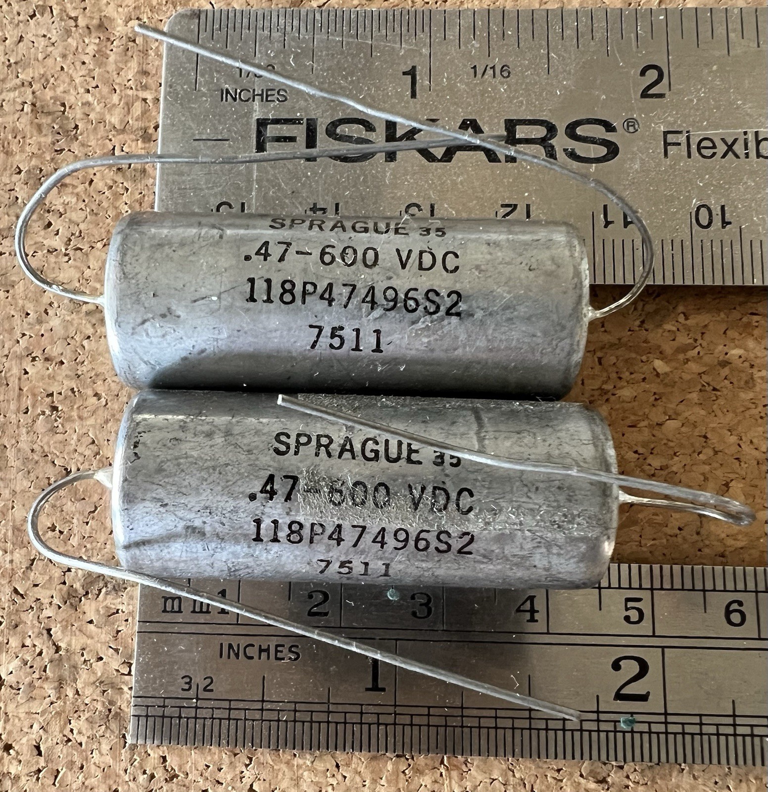 Vintage Sprague Oil Capacitors Pair - 0.47uF 600V