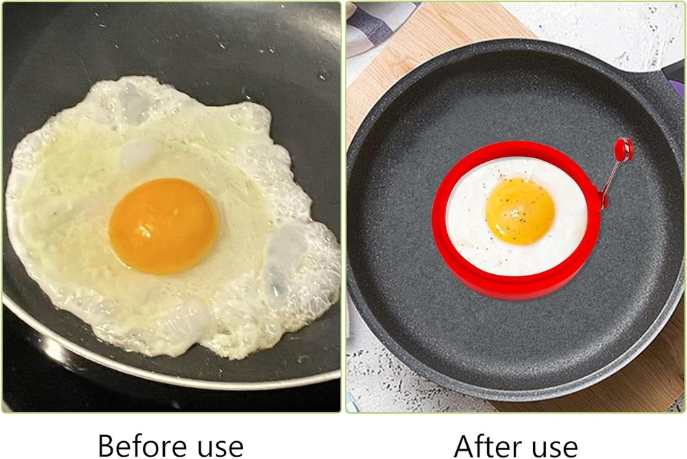 Ring Set Breakfast Cooking Nonstick Egg Shaper Silicone Egg Ring Molds, 4Pack