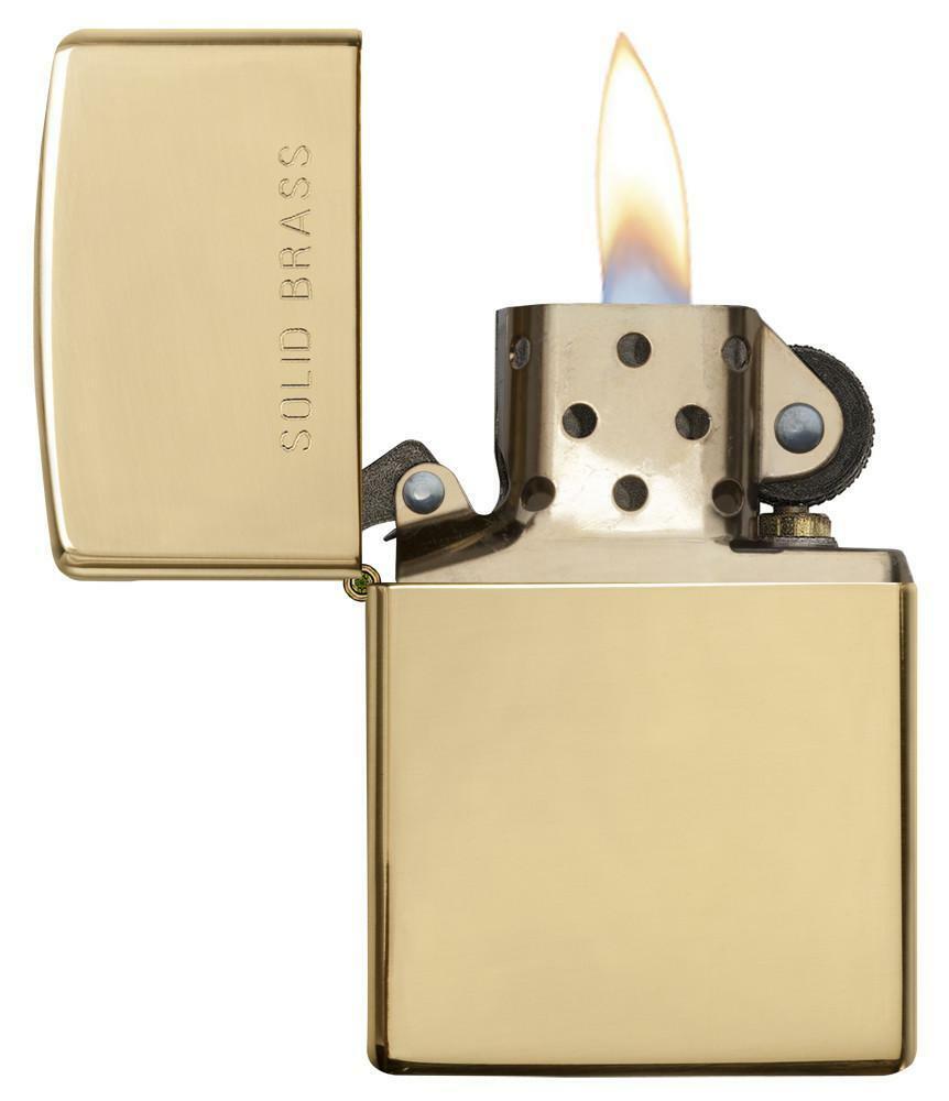 Zippo Windproof High Polished Brass Lighter, 254, Says "Solid Brass", New In Box