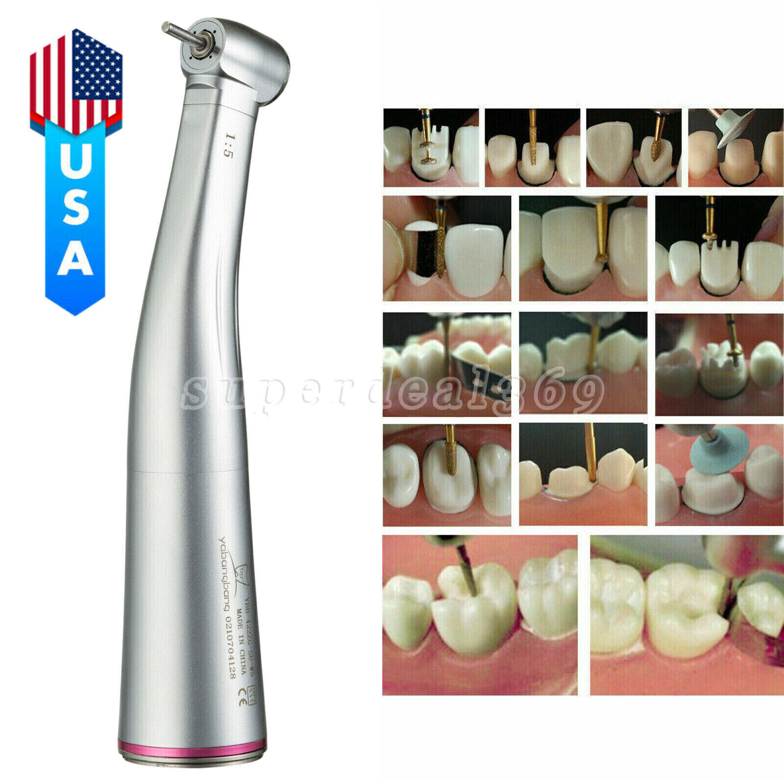 Dental 1:1 1:5 20:1 Implant (LED)low Speed Contra Angle Handpiece Fit NSK E-type