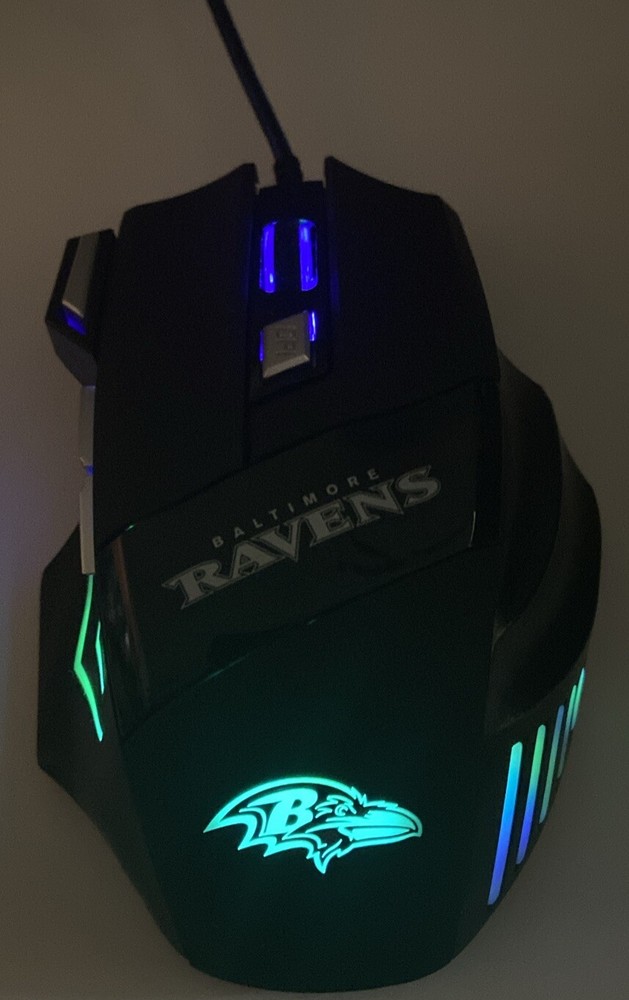 BALTIMORE RAVENS GAMING WIRED MOUSE MODEL RGX-M2-BLK 7200DPI 7 BUTTON 5V 100mA