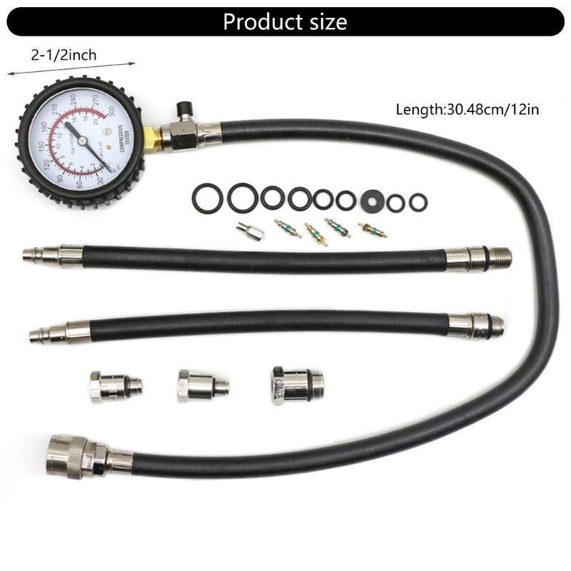 Compression Tester Precisions Engine compression Gauge Kit with Flexible Hose