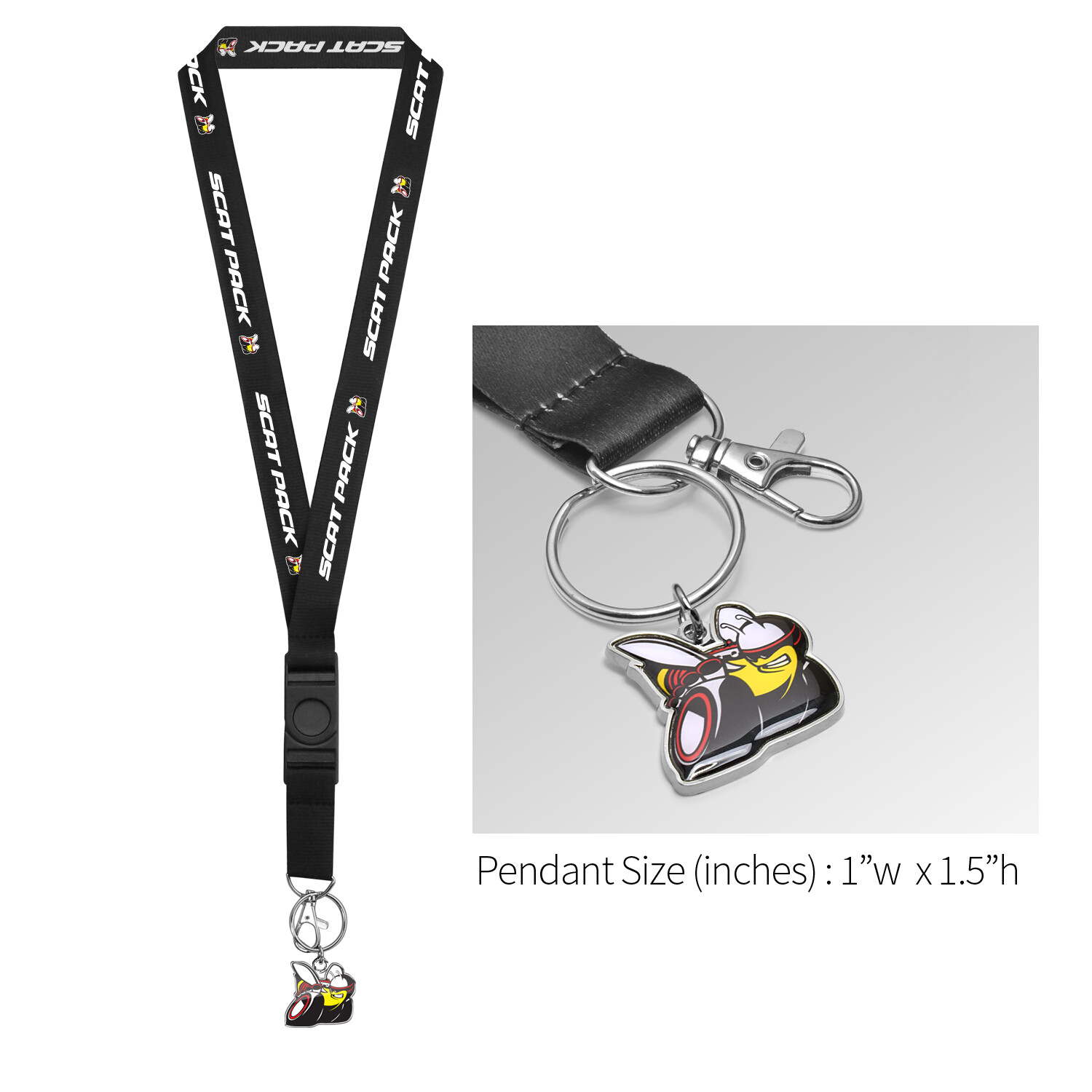 Dodge Scat-Pack Die-Cut Metal Key Chain with Printed Logo Lanyard