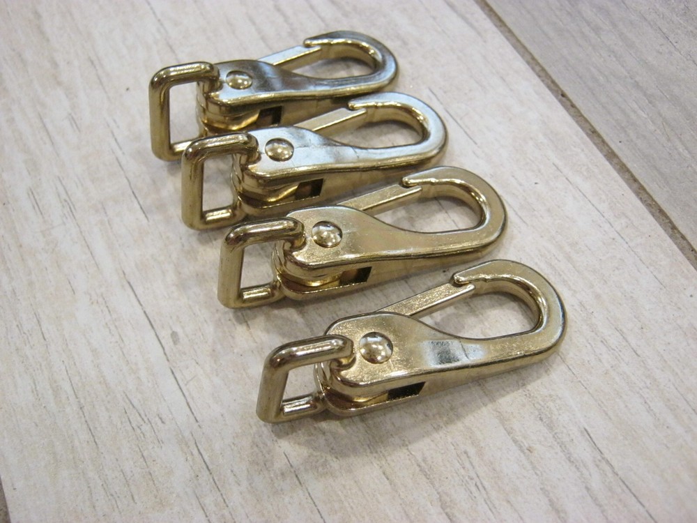 4 Brass Plated Fixed Eye Clips Snaps 3/4"