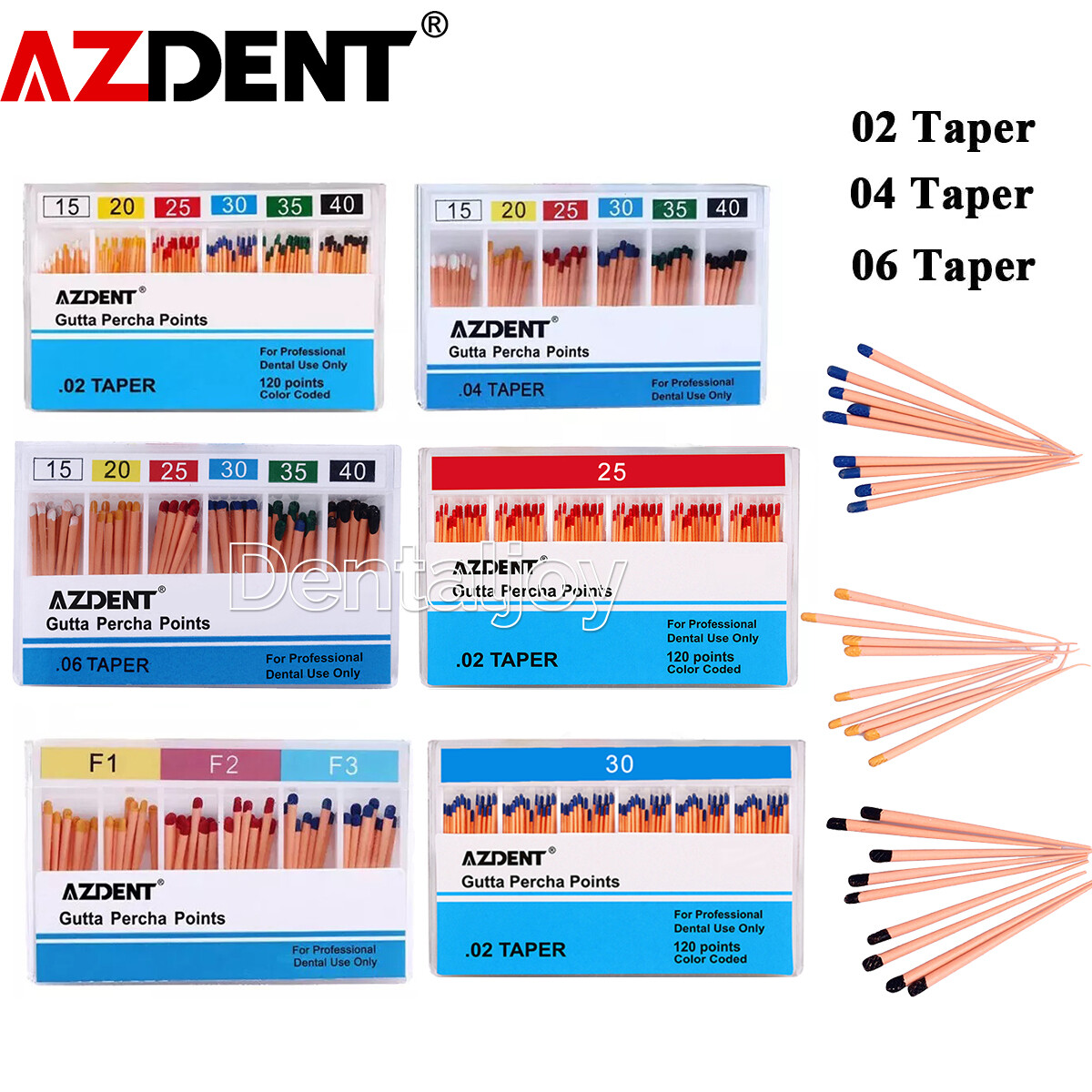 AZDENT Dental Gutta Percha Points.02/.04/.06 Taper For Root Canal Endo Treatment