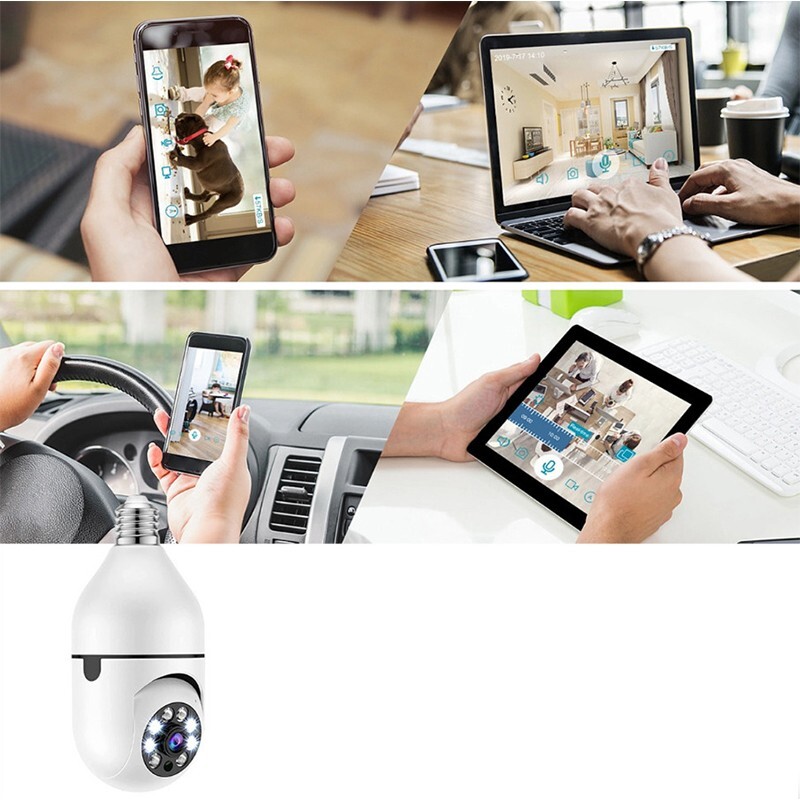 3Pcs Wireless WiFi Security Camera System Outdoor Night Vision E27 1080P Smart
