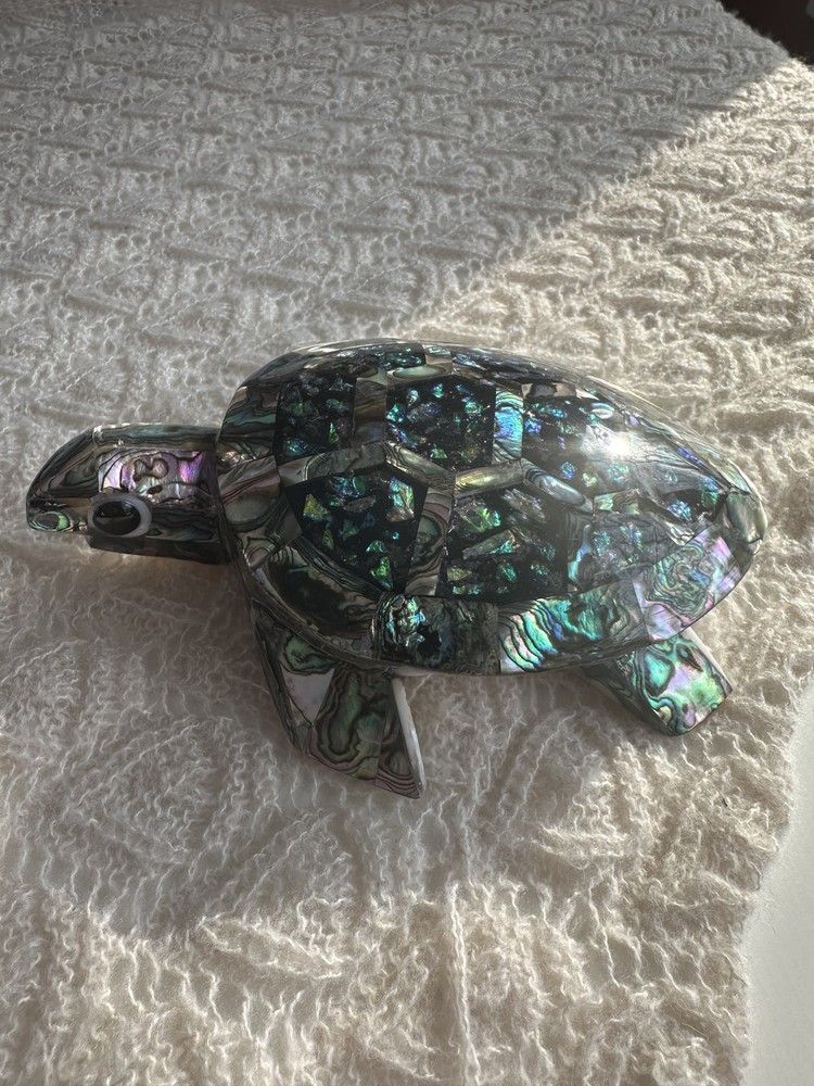 NEW LARGE ABALONE SHELL TURTLE STATUE HANDMADE IN MEXICO