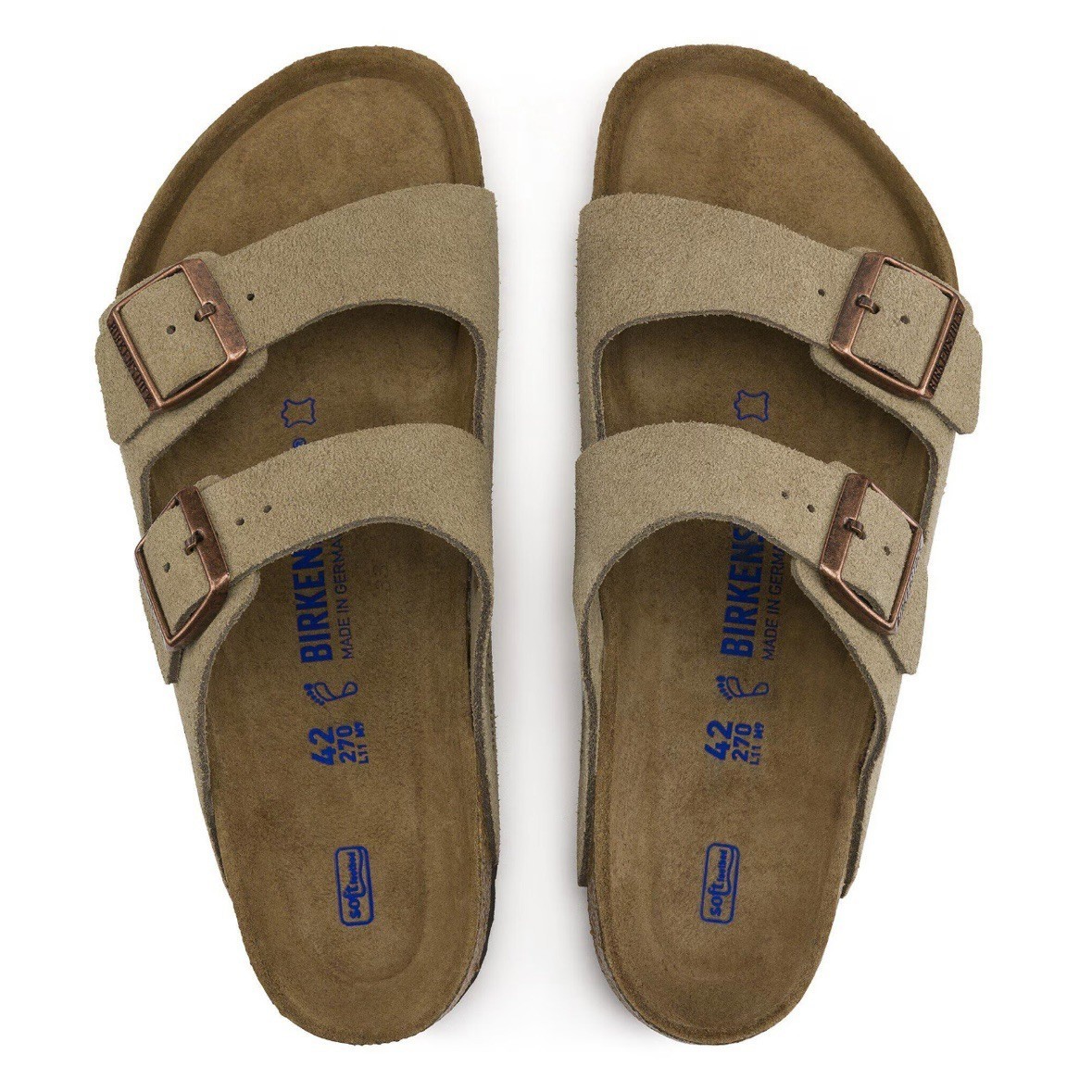 Birkenstock Arizona Soft Footbed Sandals Taupe Suede Leather Shoes EU37-45