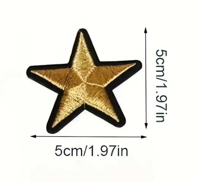 2" GOLD STAR - FIVE POINTED - Embroidered Iron On/Sew-On Patch
