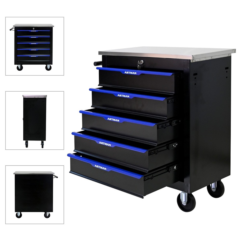5 Drawer Rolling Tool chest, Tool Organizer, Splicable, for Garage Workshop