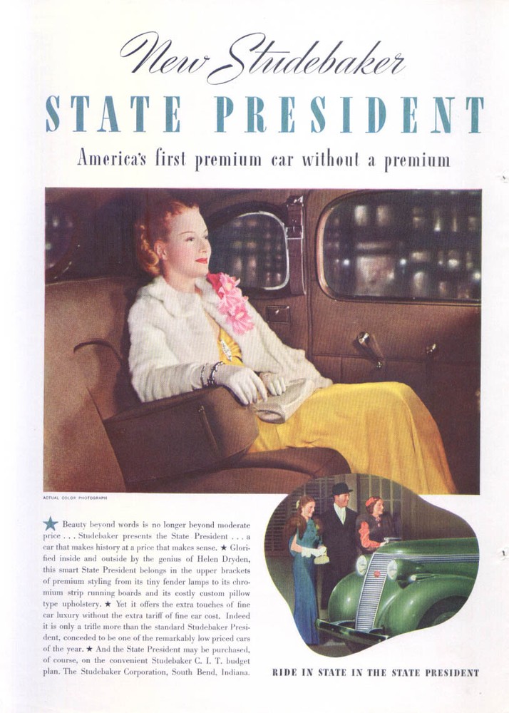 New Studebaker State President without premium ad 1937