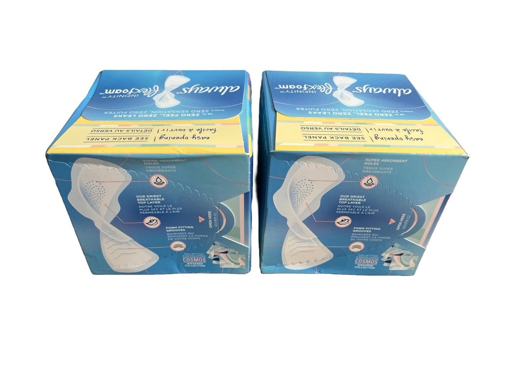 Always Infinity Flex Foam Size 1 Regular Blue Box, 18 Pads (2 Boxes)