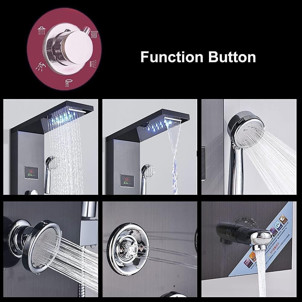 Multi-Function Shower Panel with LED Display: Rainfall, Handheld & Massage Modes