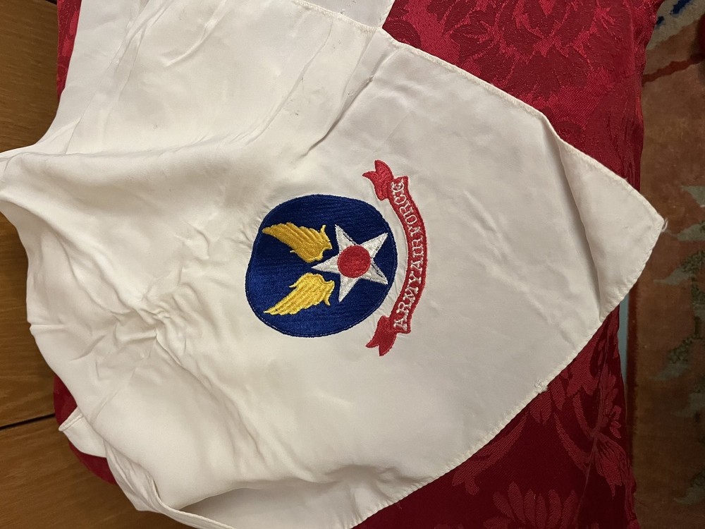 WW2 US Army Air Forces Pilot Silk Scarf Authentic Rare Original 28x32 Early