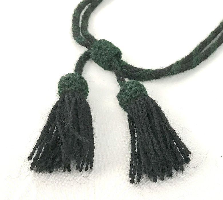 Medical Service Green and Black Wool Hat Cord, New, Free Shipping