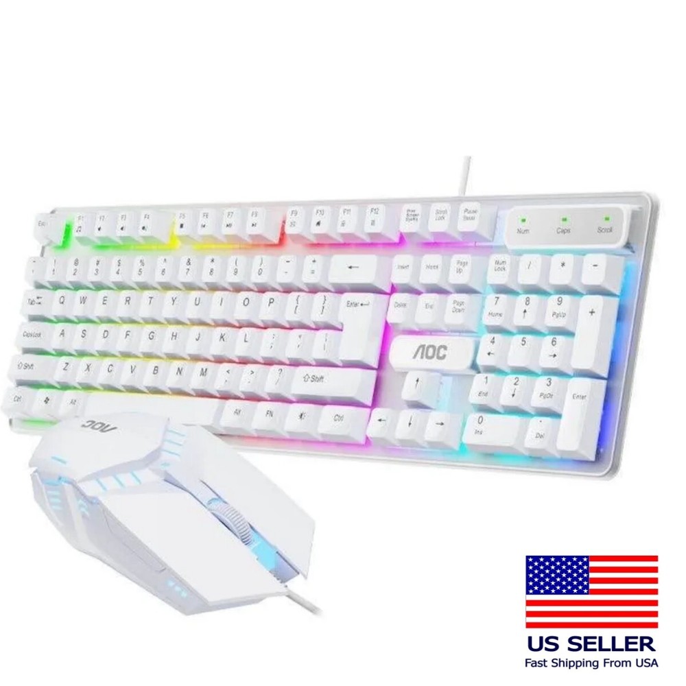 AOC Gaming Keyboard and Mouse Combo | LED Backlit | Wired Set for PC