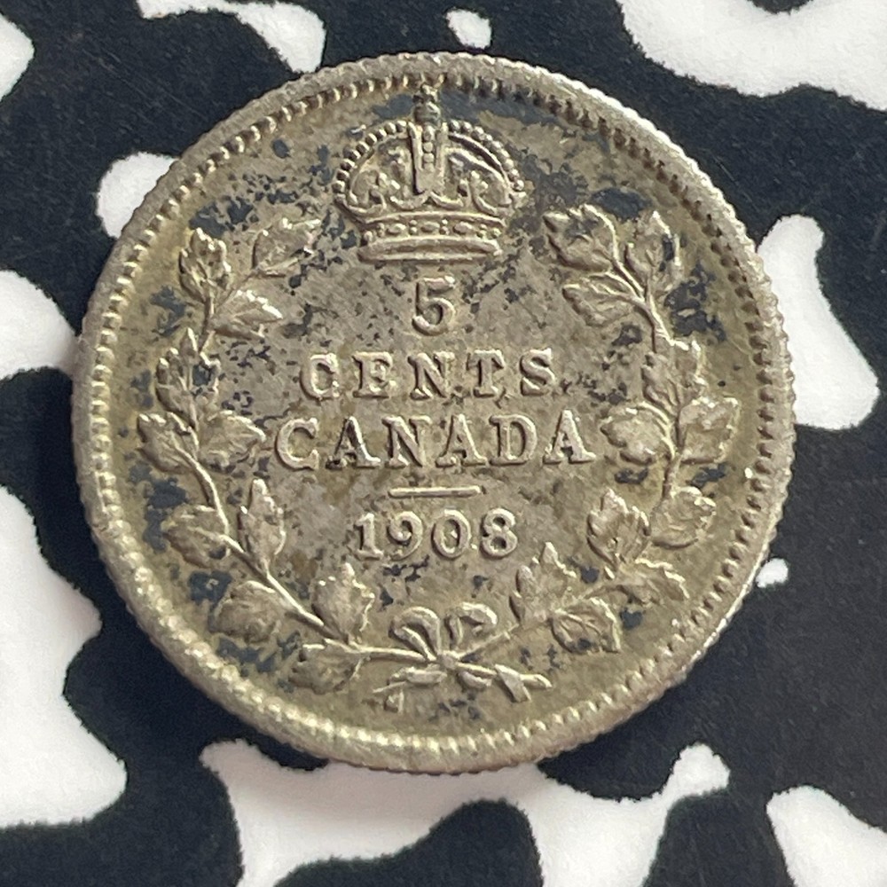 1908 Canada 5 Cents Lot#T7877 Silver! Nice!
