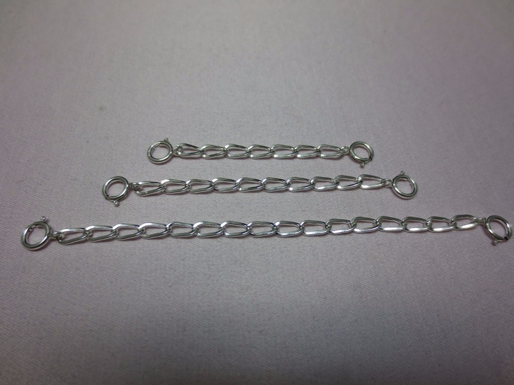 SOLID STERLING SILVER 3.0mm 5 INCHES EXTENDER / SAFETY CHAIN W/ SPRING RING