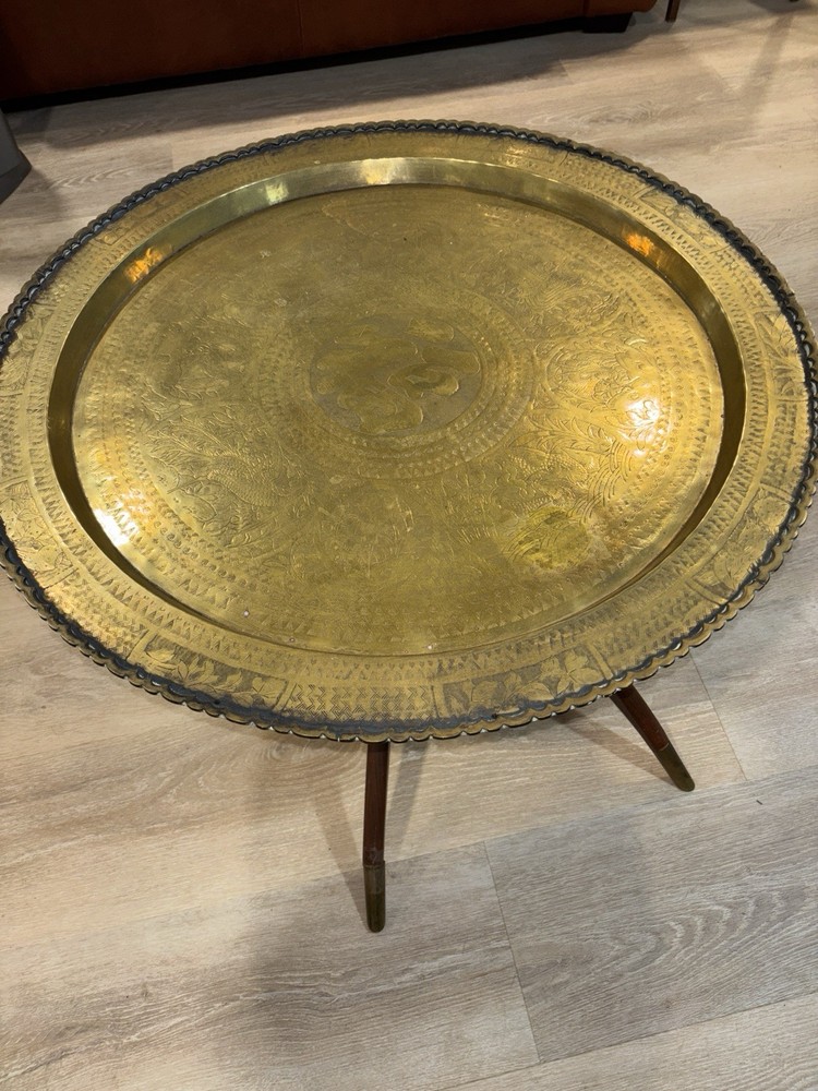Brass Top MCM Folding Spider Leg Table