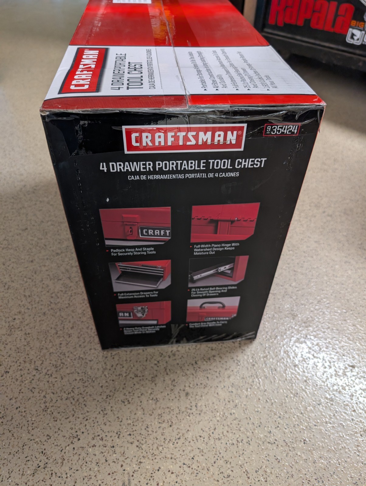 New In Box SEARS CRAFTSMAN 4 DRAWER PORTABLE STEEL TOOL CHEST 35424 BOX LOCKABLE