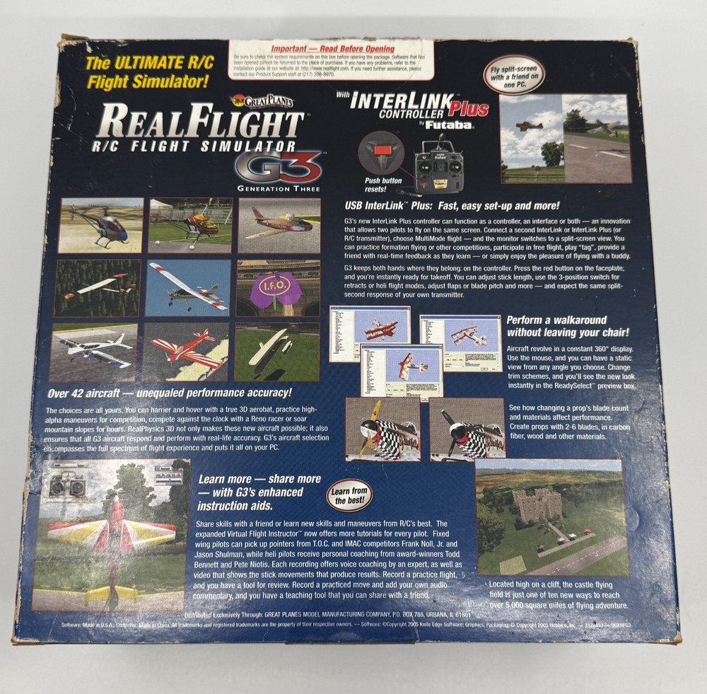 Great Planes RealFlight RC Flight Simulator G3 InterLink Plus - CIB -