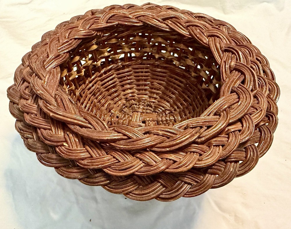 Set Of 3 Stacking Rattan Wicker Baskets