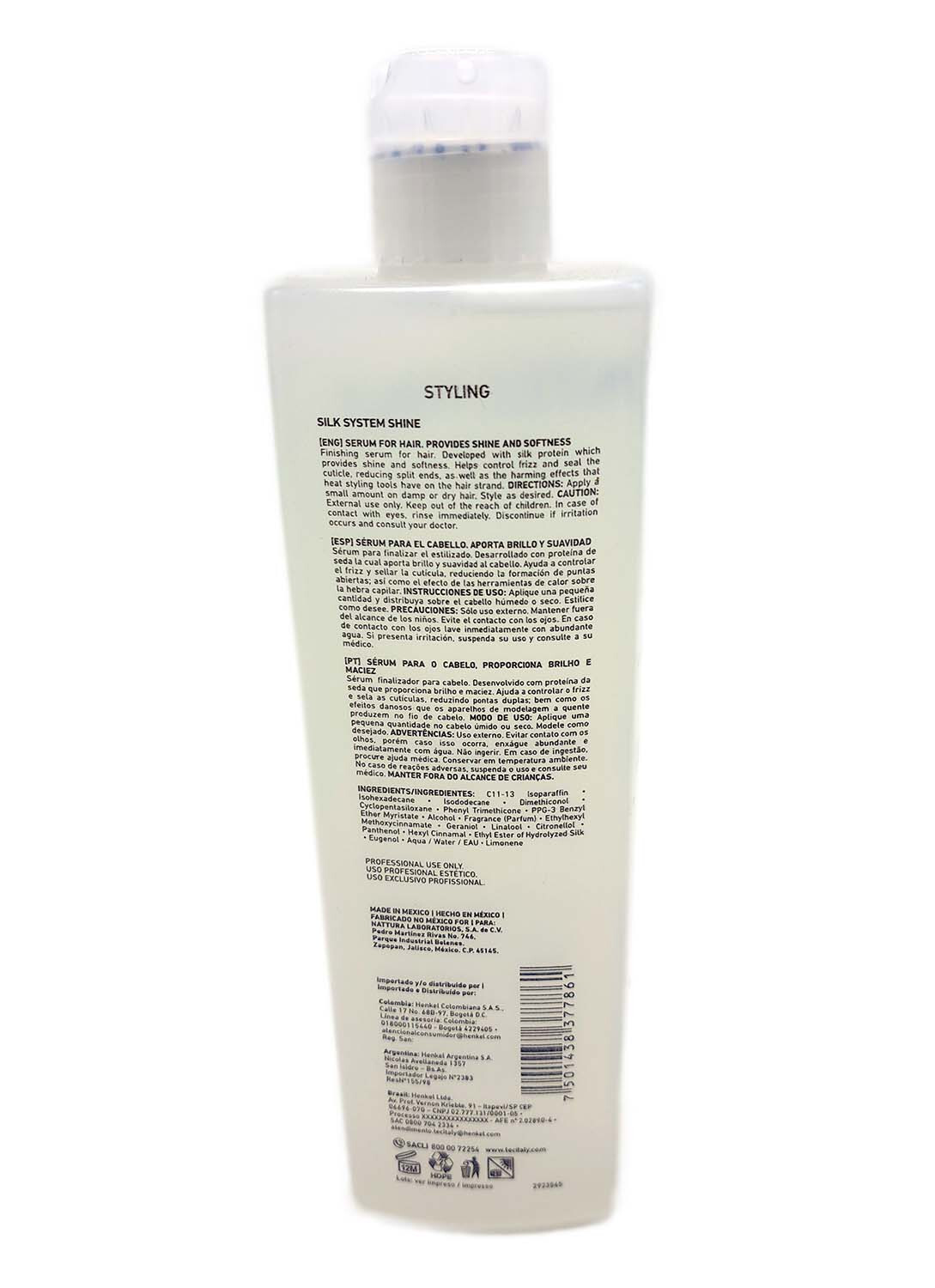 Tec Italy Silk System Shine Treatment - Shine & Softness Serum for hair 10.1 oz