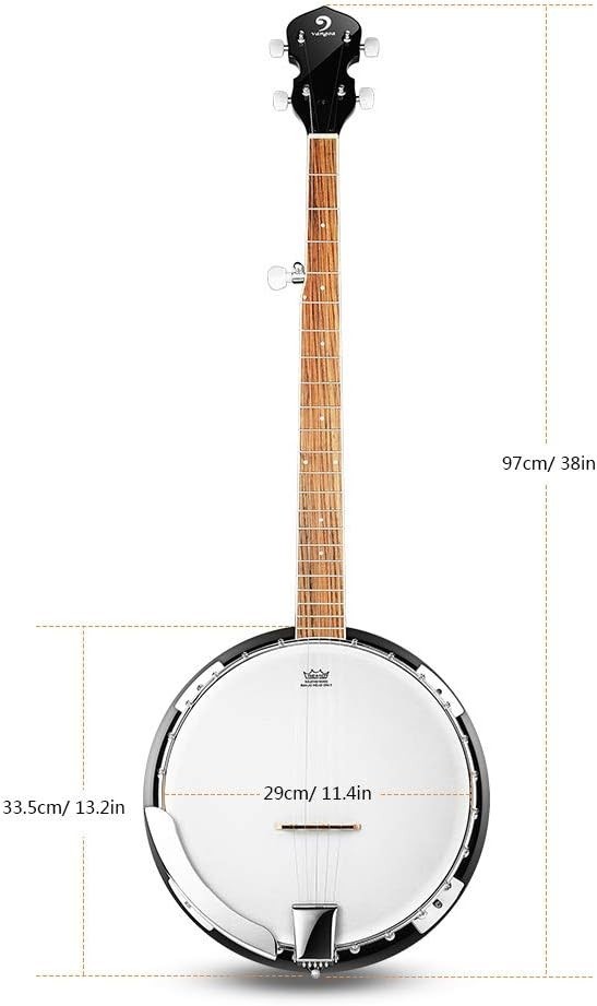 5-String Banjo Set with Remo Drum Head & Complete Beginner Kit - 38 Inch