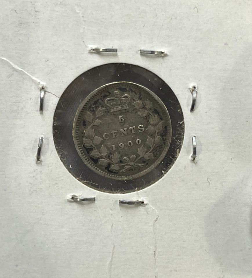 1900 Canada 5 Cents Silver Coin